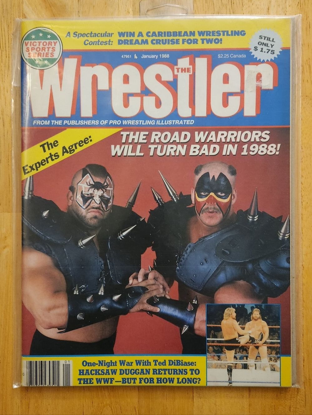 Vtg Jan (1988, Magazine) The Wrestler Road Warriors Ted DiBiase Victory Sports